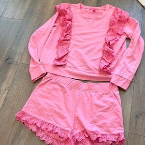 Pink eyelet Ruffled Lilly P Set